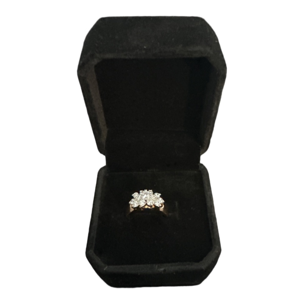 RSC Gold Tone Ring Costume Jewelry Clear Rhinestones Engagement Style Size 4